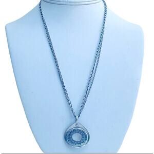 Silpada Necklace Pendant Sterling Silver Anemone CZ Double Stranded Chain